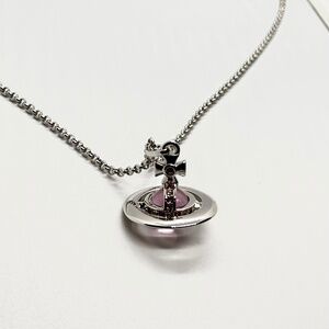 Vivienne Westwood New Tiny Orb Silver Pink Vintage Pendant Necklace
